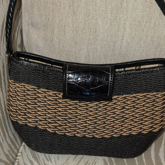 Brighton Black and Tan Woven Handbag With Hang Tag - Picture 6 of 12